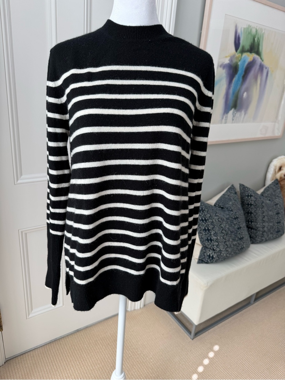 La Ligne Lean Lines Black and White Striped Crew Neck Sweater